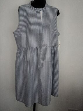 Adyson Parker Blue and White Striped Sleeveless Dress